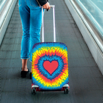 Rainbow Heart Tie Dye Print Luggage Cover