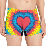 Rainbow Heart Tie Dye Print Men's Boxer Briefs