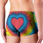 Rainbow Heart Tie Dye Print Men's Boxer Briefs
