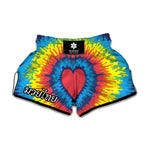 Rainbow Heart Tie Dye Print Muay Thai Boxing Shorts