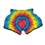 Rainbow Heart Tie Dye Print Muay Thai Boxing Shorts