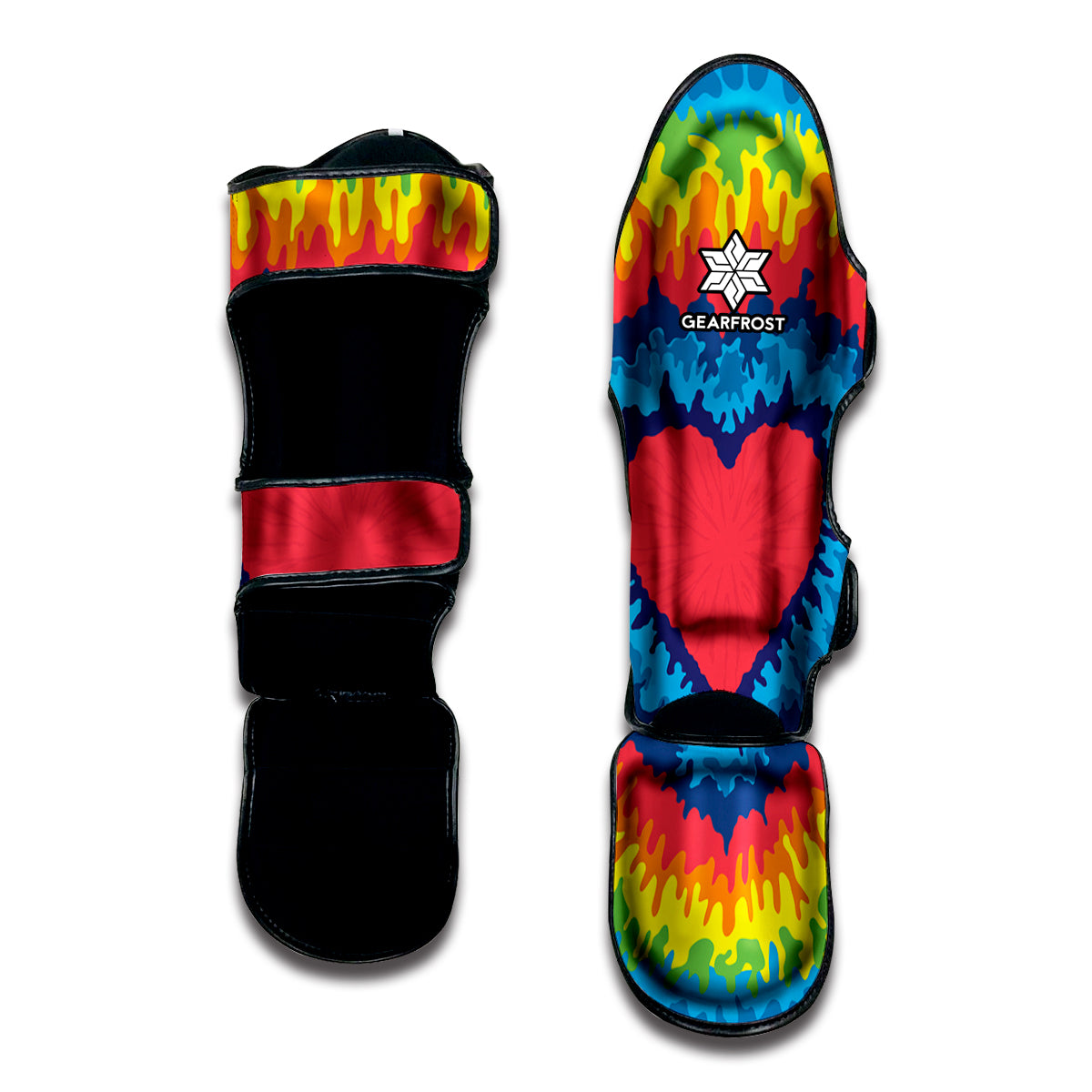 Rainbow Heart Tie Dye Print Muay Thai Shin Guard