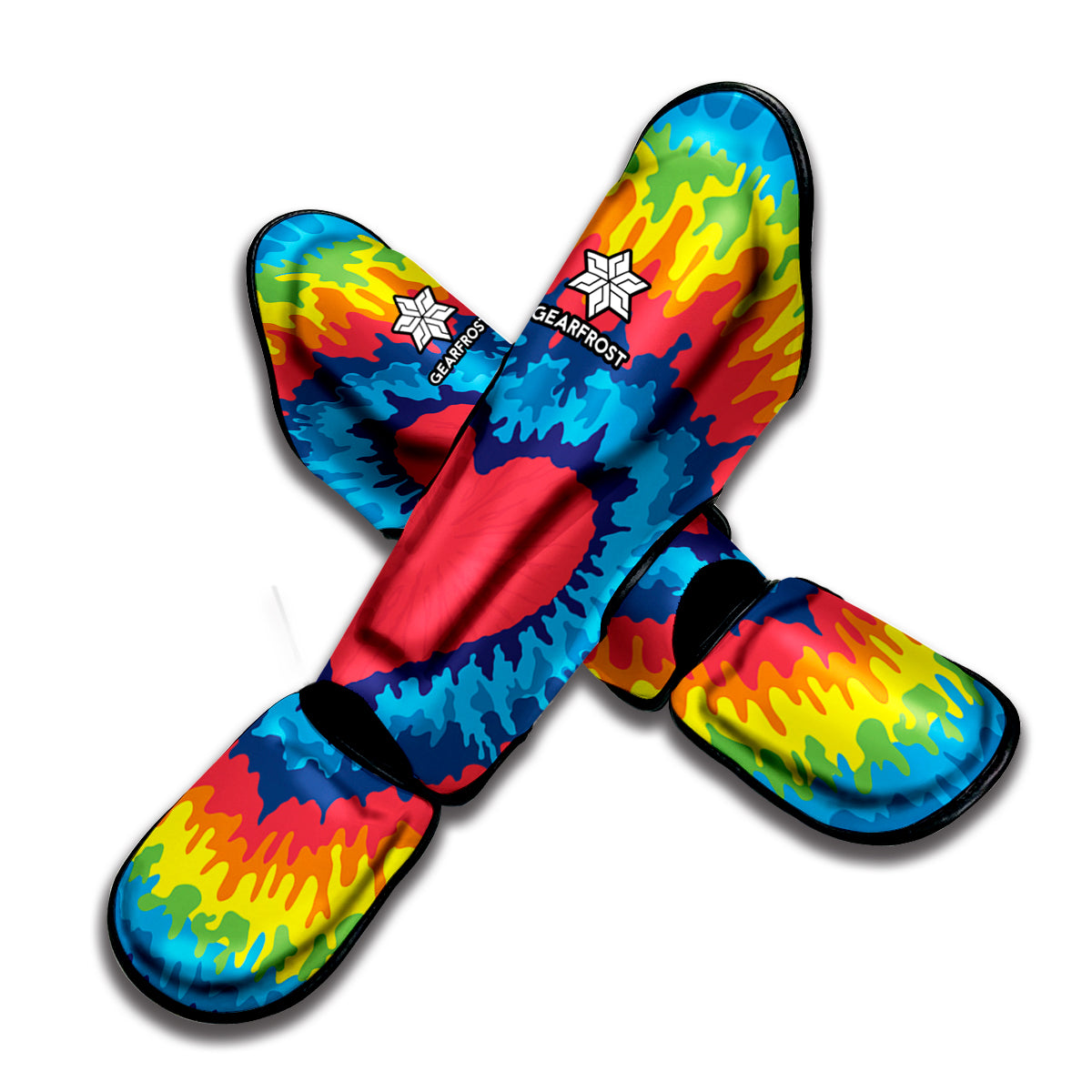 Rainbow Heart Tie Dye Print Muay Thai Shin Guard