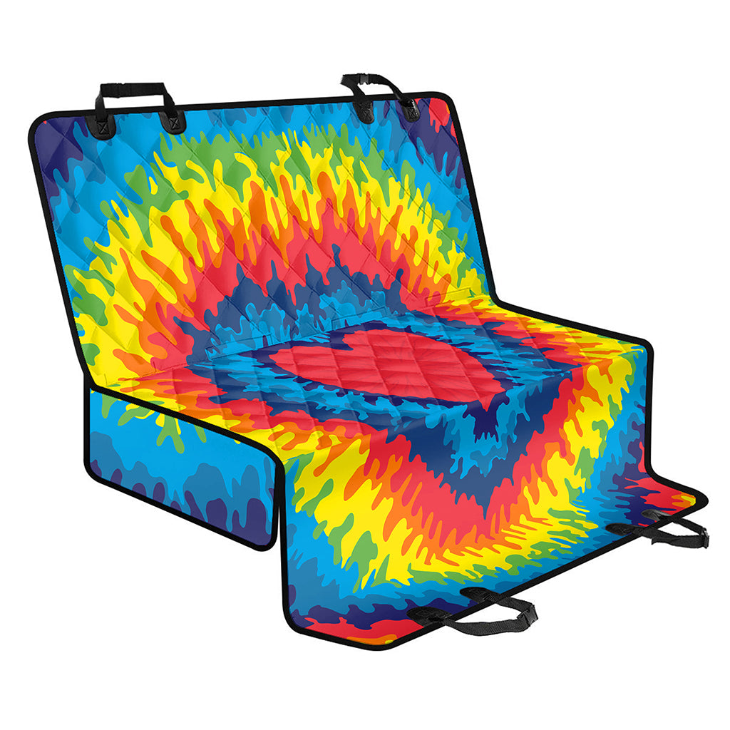 Rainbow Heart Tie Dye Print Pet Car Back Seat Cover
