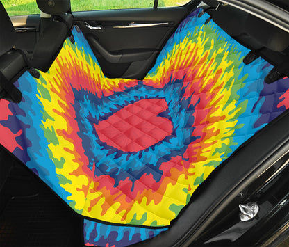 Rainbow Heart Tie Dye Print Pet Car Back Seat Cover