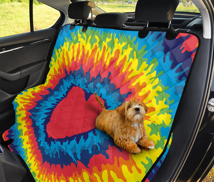 Rainbow Heart Tie Dye Print Pet Car Back Seat Cover