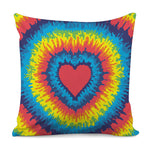 Rainbow Heart Tie Dye Print Pillow Cover