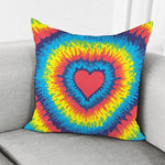 Rainbow Heart Tie Dye Print Pillow Cover