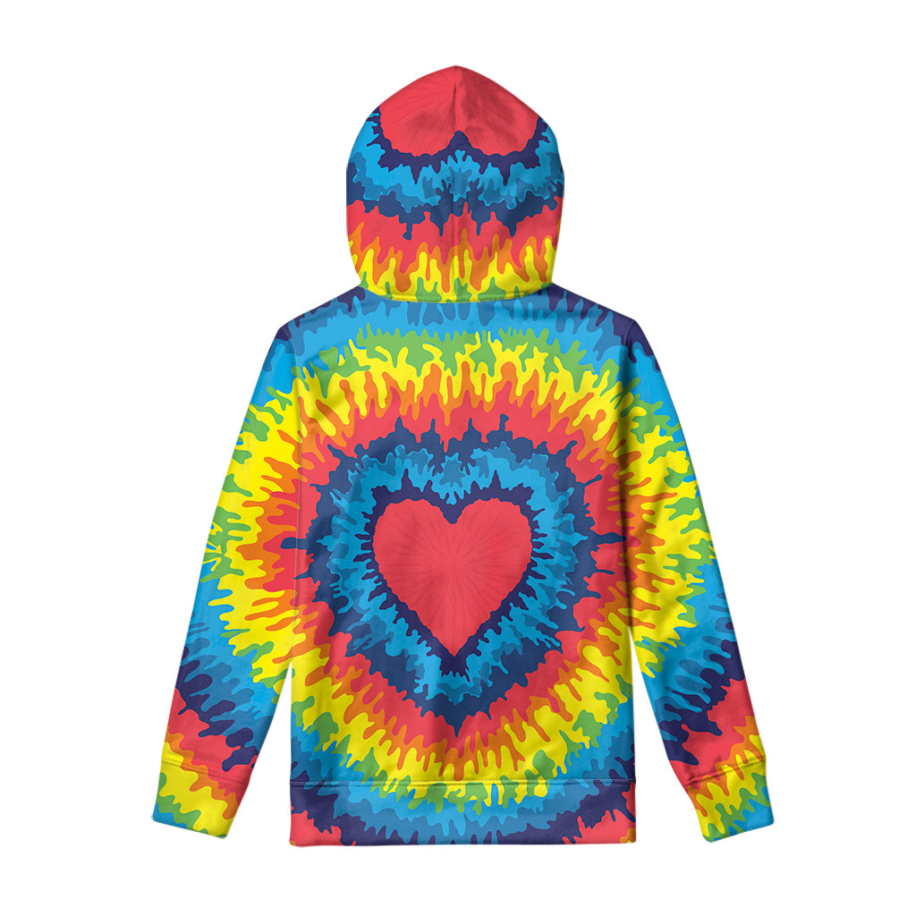 Rainbow Heart Tie Dye Print Pullover Hoodie