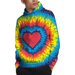 Rainbow Heart Tie Dye Print Pullover Hoodie