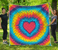 Rainbow Heart Tie Dye Print Quilt