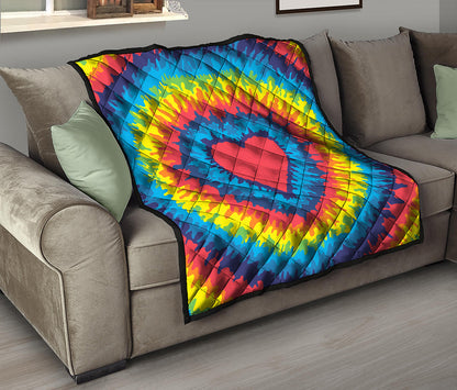 Rainbow Heart Tie Dye Print Quilt