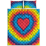 Rainbow Heart Tie Dye Print Quilt Bed Set