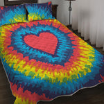 Rainbow Heart Tie Dye Print Quilt Bed Set
