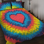Rainbow Heart Tie Dye Print Quilt Bed Set