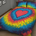 Rainbow Heart Tie Dye Print Quilt Bed Set