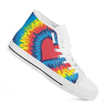 Rainbow Heart Tie Dye Print White High Top Shoes