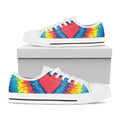 Rainbow Heart Tie Dye Print White Low Top Sneakers
