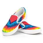 Rainbow Heart Tie Dye Print White Slip On Shoes