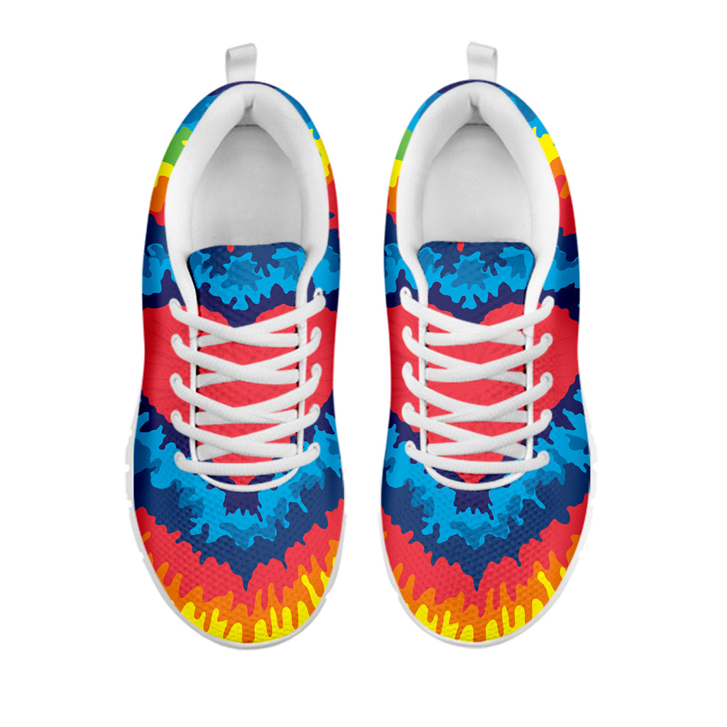 Rainbow Heart Tie Dye Print White Sneakers