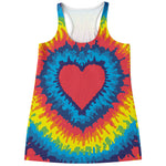 Rainbow Heart Tie Dye Print Women's Racerback Tank Top