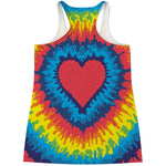 Rainbow Heart Tie Dye Print Women's Racerback Tank Top