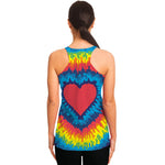 Rainbow Heart Tie Dye Print Women's Racerback Tank Top