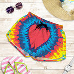Rainbow Heart Tie Dye Print Women's Shorts