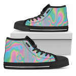 Rainbow Holographic Print Black High Top Shoes