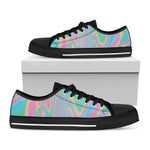 Rainbow Holographic Print Black Low Top Shoes