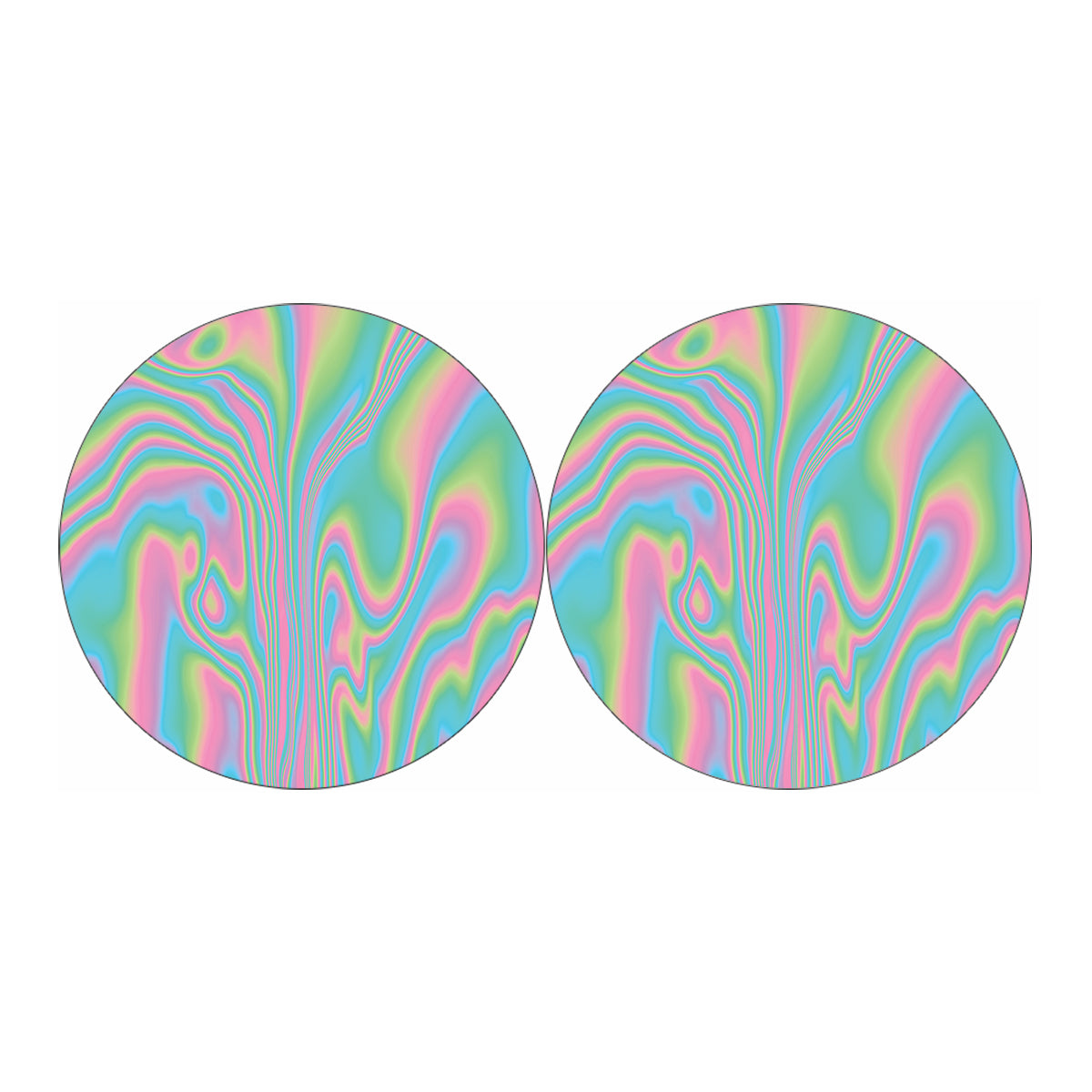Rainbow Holographic Print Car Coasters