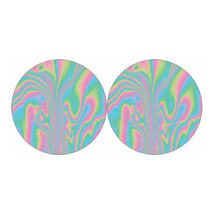 Rainbow Holographic Print Car Coasters