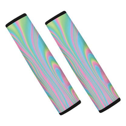 Rainbow Holographic Print Car Seat Belt Covers