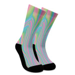 Rainbow Holographic Print Crew Socks