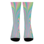 Rainbow Holographic Print Crew Socks