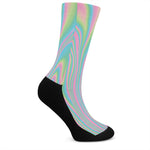 Rainbow Holographic Print Crew Socks