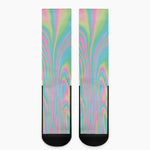 Rainbow Holographic Print Crew Socks