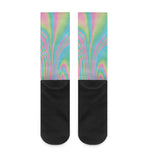 Rainbow Holographic Print Crew Socks