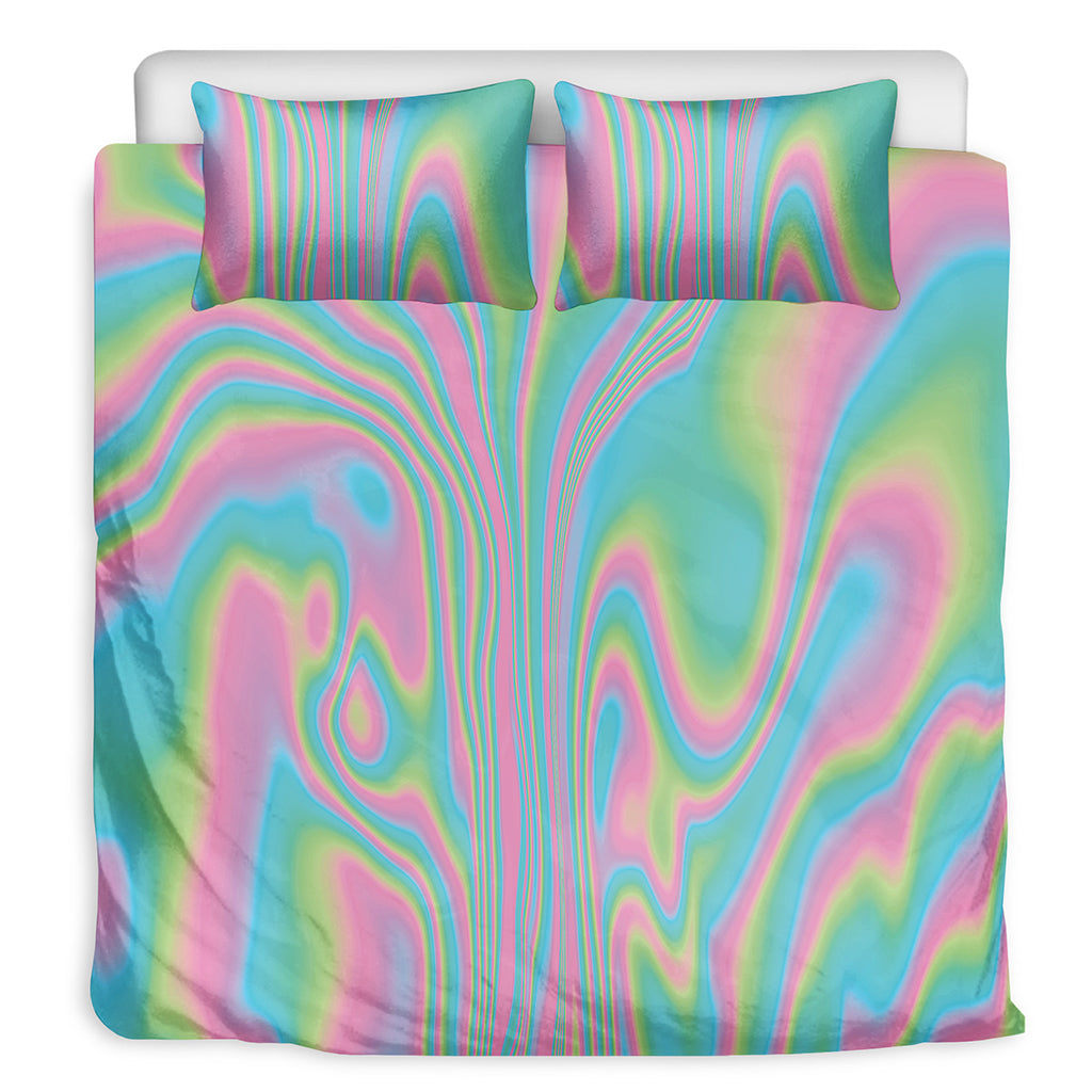 Rainbow Holographic Print Duvet Cover Bedding Set