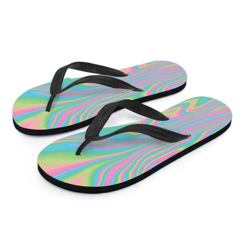 Rainbow Holographic Print Flip Flops