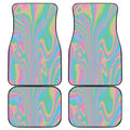 Rainbow Holographic Print Front and Back Car Floor Mats