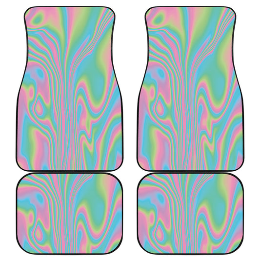 Rainbow Holographic Print Front and Back Car Floor Mats