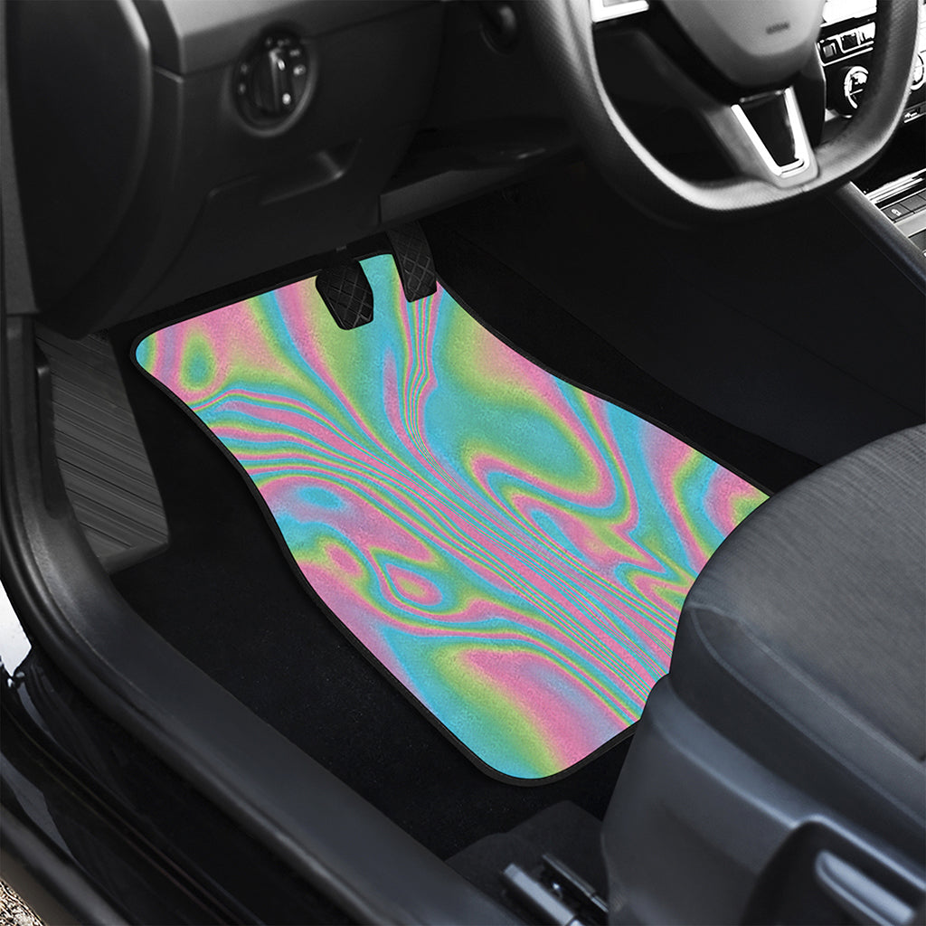 Rainbow Holographic Print Front and Back Car Floor Mats