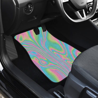 Rainbow Holographic Print Front and Back Car Floor Mats