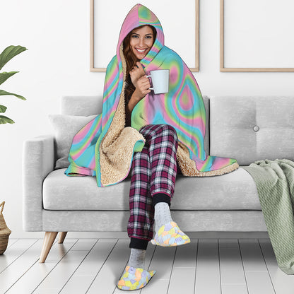 Rainbow Holographic Print Hooded Blanket