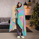 Rainbow Holographic Print Hooded Blanket