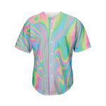 Rainbow Holographic Print Men's Baseball Jersey