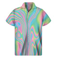 Rainbow Holographic Print Men's Short Sleeve Shirt