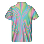 Rainbow Holographic Print Men's Short Sleeve Shirt