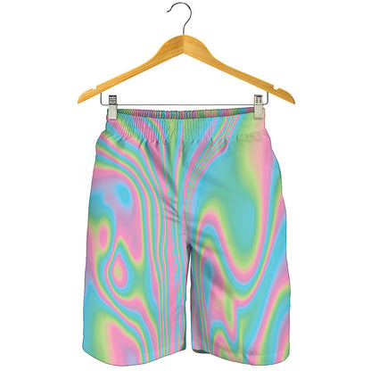 Rainbow Holographic Print Men's Shorts